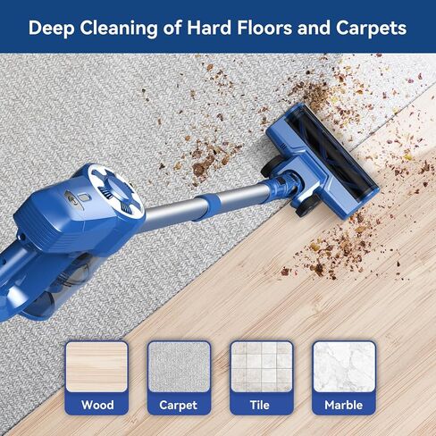 Cordless Vacuum Cleaner, Ultra-Lightweight Stick Vacuum with 2200 mAh Battery, 40 Mins Max Runtime, Powerful Suction, Rechargeable Vacuum Cleaners for Home, Carpet, Hard Floor, Pet Hair, N3S in Saudi Arabia