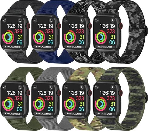 أحزمة ساعة أبل من النايلون للجنسين - iWatch 1/2/3/4/5/6/7/8/9/SE/Ultra 2 حزام لـ 38 ملم/40 ملم/41 ملم/42 ملم/44 ملم/45 ملم/49 ملم - 1/4/6 /8 مجموعة متنوعة من المنتجات in Kuwait