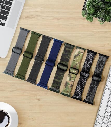 أحزمة ساعة أبل من النايلون للجنسين - iWatch 1/2/3/4/5/6/7/8/9/SE/Ultra 2 حزام لـ 38 ملم/40 ملم/41 ملم/42 ملم/44 ملم/45 ملم/49 ملم - 1/4/6 /8 مجموعة متنوعة من المنتجات in Kuwait