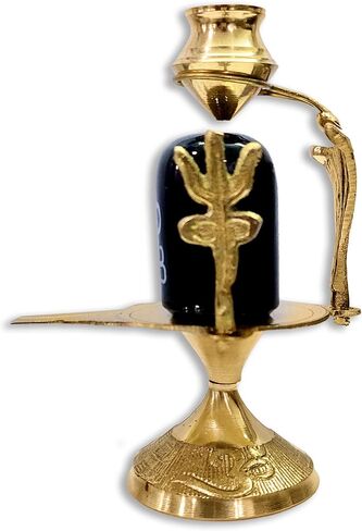 SATVIK 5 INCH Brass Lord Shiva Linga Lingam Shivling Statue Shesnag Trishul with Brass Matki for Hindu Festive Pooja Puja Sculpture Items Shivling Showpiece (5 INCH) in Saudi Arabia