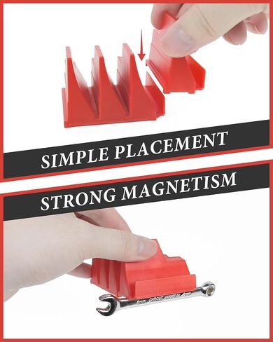 Magnetic Wrench Organizer for Tool Box, Easy Accessibility Magnetic Wrench Holder for 20 Wrenches, Wrench Organizers Fit Size Range 6mm to 38mm or ¼" to 1 ½", Perfect for Garage and Workshop, Red in Saudi Arabia