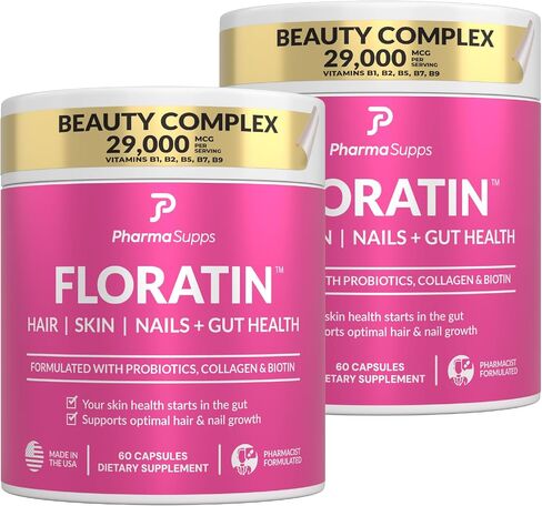 Hair, Skin, and Nails Vitamins for Women with Biotin | Collagen | Keratin | Probiotics - Biotin Vitamins & Hair Vitamins to Grow Longer, Fuller Hair and Nails | Hair Growth Supplement 2 pack in Saudi Arabia