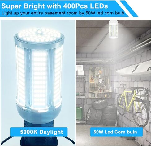400W ما يعادل LED لمبة ضوء الذرة 6000 لومن LED لمبة الذرة 50W السوبر مشرق 5000K ضوء النهار الأبيض E26 / E27 قاعدة LED لمبة الضوء للمنزل المرآب الإضاءة المرآب الفناء الخلفي مكتب المنزلية in Kuwait