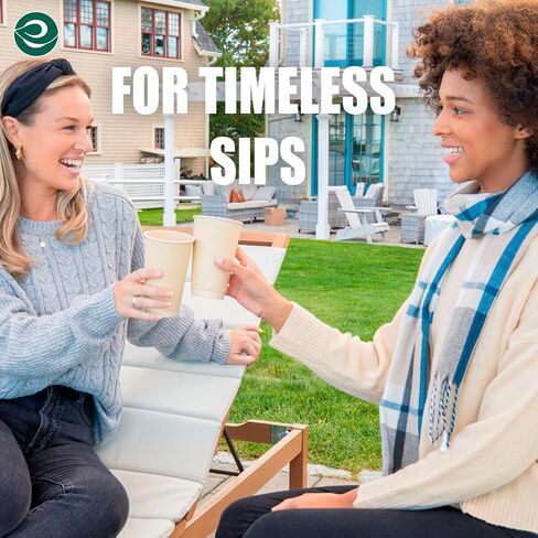 أكواب ساخنة 100% قابلة للتحلل من ECO SOUL (خالية من PFAS) سعة 12 أونصة | (50 قطعة، 12 أونصة من الأكواب الساخنة) | أكواب ورقية من قصب السكر القابل للتصرف | أكواب صديقة للبيئة | قوي وآمن للاستخدام في الميكروويف والفرن in Kuwait