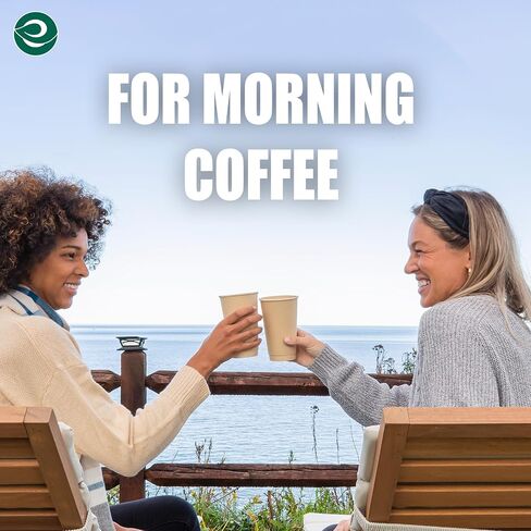 أكواب ساخنة 100% قابلة للتحلل من ECO SOUL (خالية من PFAS) سعة 12 أونصة | (50 قطعة، 12 أونصة من الأكواب الساخنة) | أكواب ورقية من قصب السكر القابل للتصرف | أكواب صديقة للبيئة | قوي وآمن للاستخدام في الميكروويف والفرن in Kuwait