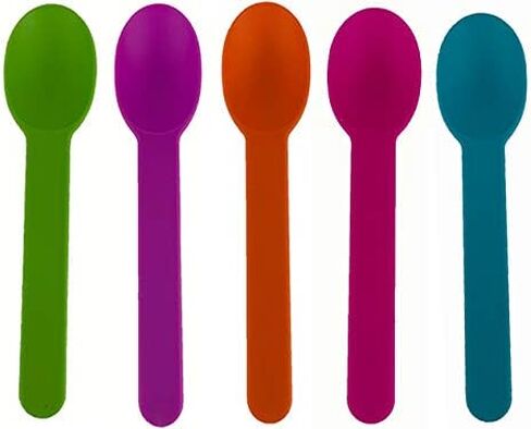 Disposable Mixed Corlor Eco-Friendly Plastic Spoons Frozen Yogurt Ice Cream Spoons,Frozen Dessert Spoons 50 Count in Saudi Arabia