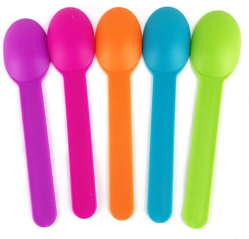 Disposable Mixed Corlor Eco-Friendly Plastic Spoons Frozen Yogurt Ice Cream Spoons,Frozen Dessert Spoons 50 Count in Saudi Arabia