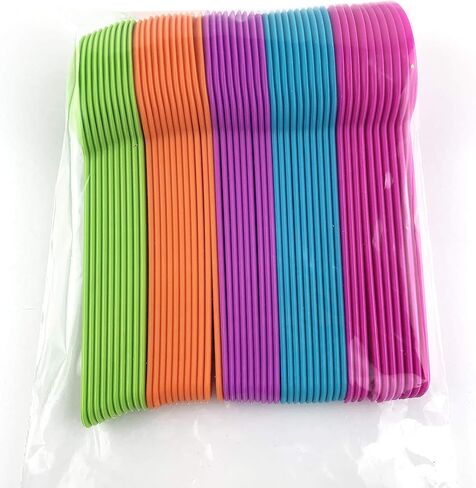 Disposable Mixed Corlor Eco-Friendly Plastic Spoons Frozen Yogurt Ice Cream Spoons,Frozen Dessert Spoons 50 Count in Saudi Arabia