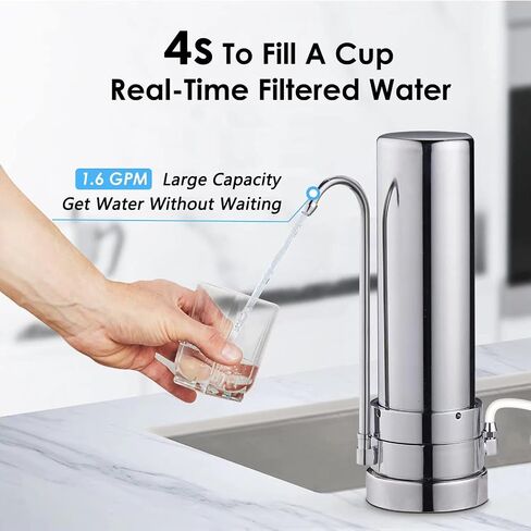 Countertop Water Filter System, Easy Install Water puriter, Sink Water Faucet, Alkaline Material Filter Machine (1 Filter Included) in Saudi Arabia