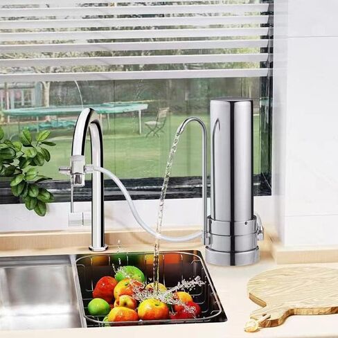 Countertop Water Filter System, Easy Install Water puriter, Sink Water Faucet, Alkaline Material Filter Machine (1 Filter Included) in Saudi Arabia