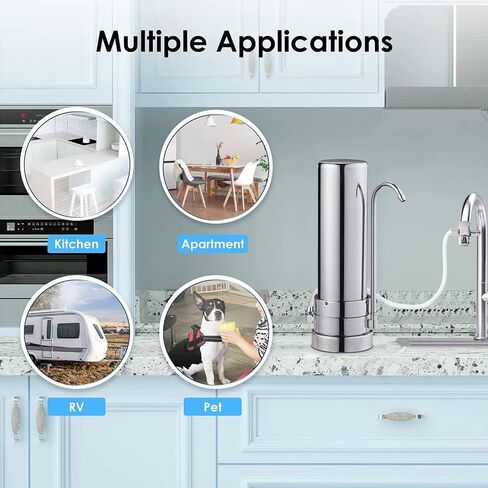 Countertop Water Filter System, Easy Install Water puriter, Sink Water Faucet, Alkaline Material Filter Machine (1 Filter Included) in Saudi Arabia