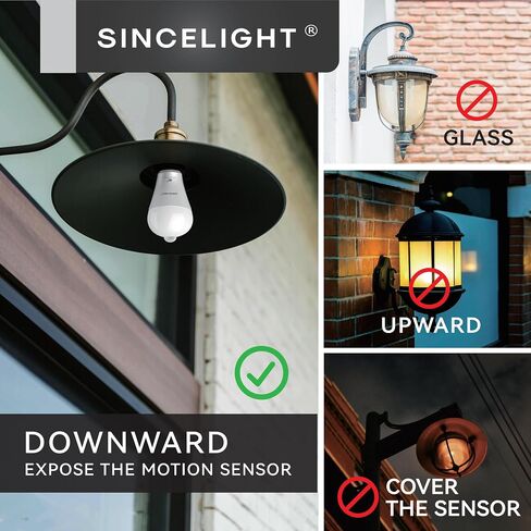 SINCELIGHT Motion Sensor LED Light Bulb 9W E26, PIR Motion-Activated in The Dark, Automatically ON/Off by Dual Sensors, Cool White 6000K, Pack of 2 in Saudi Arabia