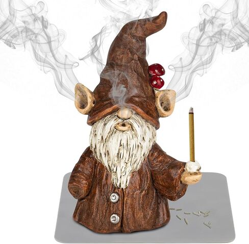 Gnome Incense Holder, 3.2 x 2.3 x 4.7inches,Handcrafted Whimsical,Incense Cone Burner Ornaments in Saudi Arabia