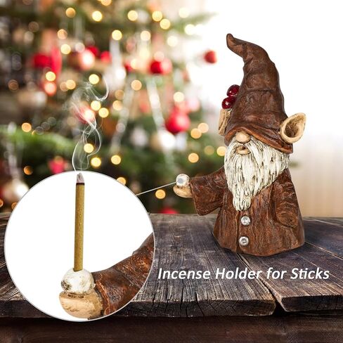 Gnome Incense Holder, 3.2 x 2.3 x 4.7inches,Handcrafted Whimsical,Incense Cone Burner Ornaments in Saudi Arabia