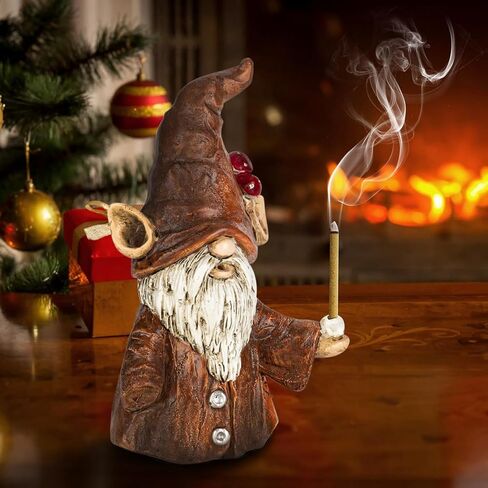 Gnome Incense Holder, 3.2 x 2.3 x 4.7inches,Handcrafted Whimsical,Incense Cone Burner Ornaments in Saudi Arabia