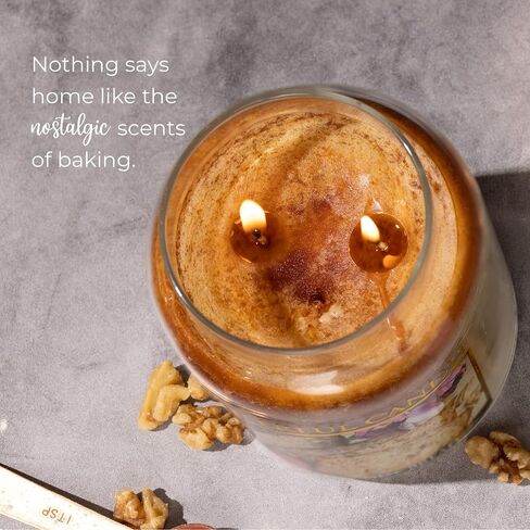 معطٍ مبهج - خبز جوز الموز - وعاء شموع معطرة كبير بوزن 24 أونصة مع غطاء - شمعة مبهجة - 135 ساعة من وقت الاحتراق، هدية عيد الميلاد للنساء، بني in Saudi Arabia