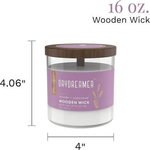 Essential Elements by Candle-Lite Company Wood Wick Scented Candle, Daydreamer, One 16 oz. Single-Wick Aromatherapy Candle with 50 Hours of Burn Time, White in Saudi Arabia