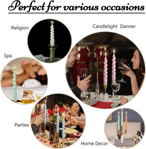 Colorful Candlestick Spiral Taper Candle, Gedengni 7.2inches Handcrafted Twisted Candlesticks Short Taper Candles Unscented Candle Sticks for Wedding Home Dinner Women Gifts,2S-Yellow Orange in Saudi Arabia
