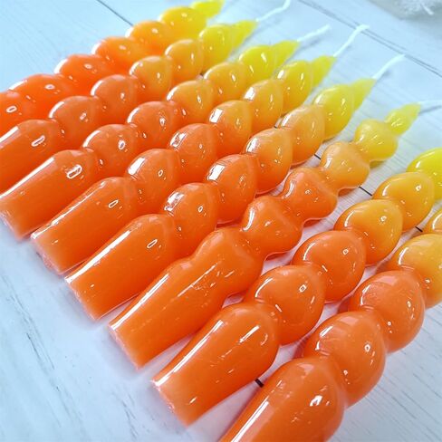 Colorful Candlestick Spiral Taper Candle, Gedengni 7.2inches Handcrafted Twisted Candlesticks Short Taper Candles Unscented Candle Sticks for Wedding Home Dinner Women Gifts,2S-Yellow Orange in Saudi Arabia