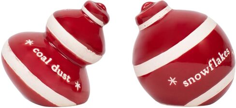 DEMDACO Coal Dust Snowflakes Red and White 3.5 x 2 Stoneware Christmas Salt and Pepper Shaker Set in Saudi Arabia
