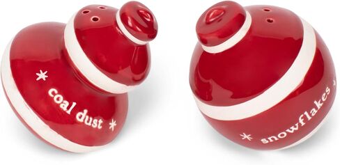 DEMDACO Coal Dust Snowflakes Red and White 3.5 x 2 Stoneware Christmas Salt and Pepper Shaker Set in Saudi Arabia