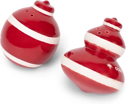 DEMDACO Coal Dust Snowflakes Red and White 3.5 x 2 Stoneware Christmas Salt and Pepper Shaker Set in Saudi Arabia