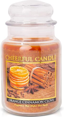 A Cheerful Giver - Orange Cinnamon Clove Scented Glass Jar Candle (24 oz) with Lid & True to Life Fragrance Made in USA in Saudi Arabia