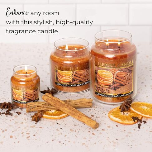A Cheerful Giver - Orange Cinnamon Clove Scented Glass Jar Candle (24 oz) with Lid & True to Life Fragrance Made in USA in Saudi Arabia