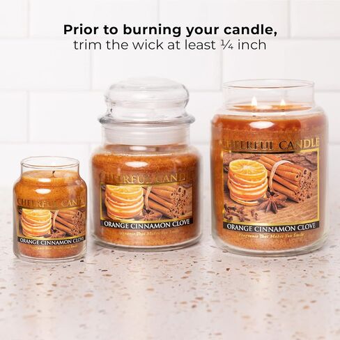 A Cheerful Giver - Orange Cinnamon Clove Scented Glass Jar Candle (24 oz) with Lid & True to Life Fragrance Made in USA in Saudi Arabia