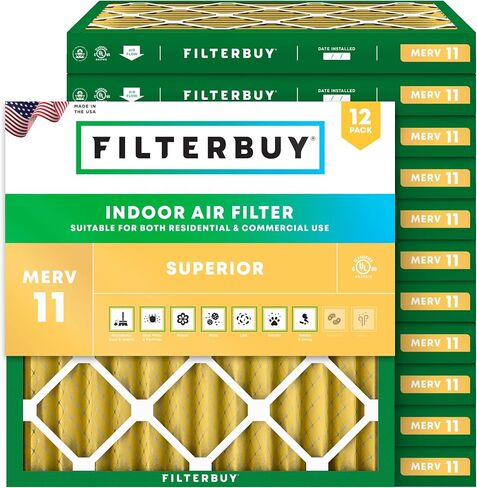 Filterbuy 24x24x2 Air Filter MERV 11 Allergen Defense (12-Pack), Pleated HVAC AC Furnace Air Filters Replacement (Actual Size: 23.38 x 23.38 x 1.75 Inches) in Saudi Arabia