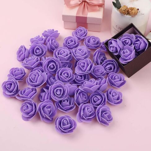 100Pcs Artificial Flowers Mini Artificial Rose Artificial Fake Rose Head Foam Artificial Rose 3CM Mini Fake Roses for DIY Wedding Bouquets Centerpieces Party Home Decorations (Purple) in Saudi Arabia