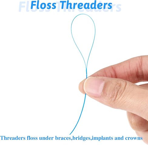 Dental Floss Threaders, 100 Count Deep Clean Floss Glide Threader Floss for Braces, Bridges, Implants, Nylon Loop Design, Easy to Use, Fresh Breath (Pack of 2, Blue & Green) in Saudi Arabia