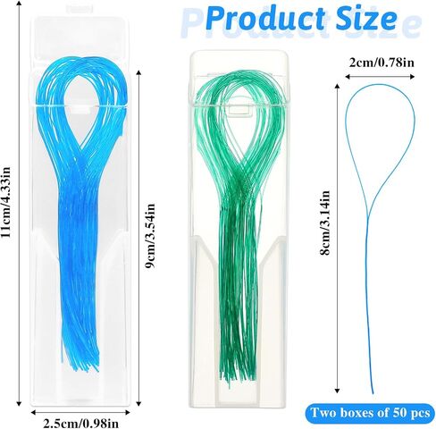Dental Floss Threaders, 100 Count Deep Clean Floss Glide Threader Floss for Braces, Bridges, Implants, Nylon Loop Design, Easy to Use, Fresh Breath (Pack of 2, Blue & Green) in Saudi Arabia