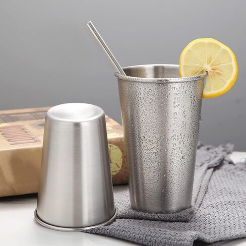 12 Pack 16oz Stainless Steel Pint Cup,Healthy Unbreakable and Stackable,Metal Drinking Glasses in Saudi Arabia