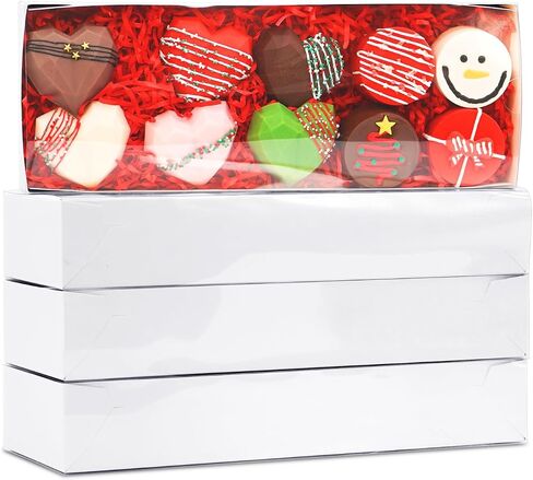 20 Pack 12x2x2 Inch Chocolate Covered Strawberries Boxes, Macaron Boxes Drawer Cookie Boxes with Full Clear Window for Christmas Mother's Day Valentine's Day in Saudi Arabia