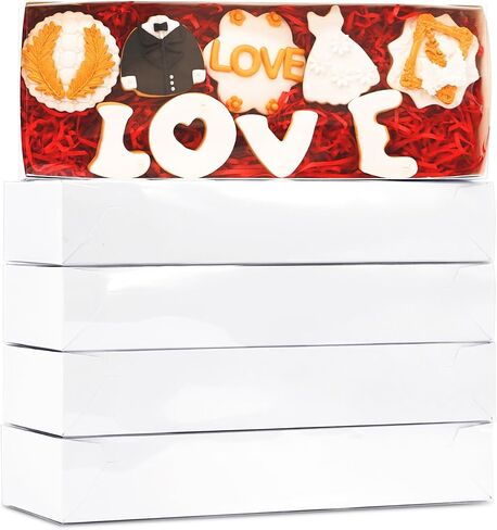 20 Pack 12x2x2 Inch Chocolate Covered Strawberries Boxes, Macaron Boxes Drawer Cookie Boxes with Full Clear Window for Christmas Mother's Day Valentine's Day in Saudi Arabia
