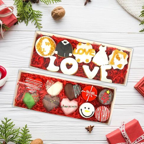 20 Pack 12x2x2 Inch Chocolate Covered Strawberries Boxes, Macaron Boxes Drawer Cookie Boxes with Full Clear Window for Christmas Mother's Day Valentine's Day in Saudi Arabia