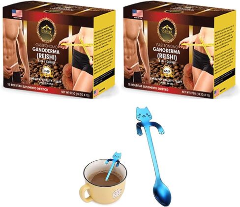 Eternal Spirit Beauty 4 in 1 Coffee, with GANODERMA (REISHI) – Pack of 2. Bonus 1 Stainless Steel Cute Mini Cat Spoon, Assorted Colors in Saudi Arabia