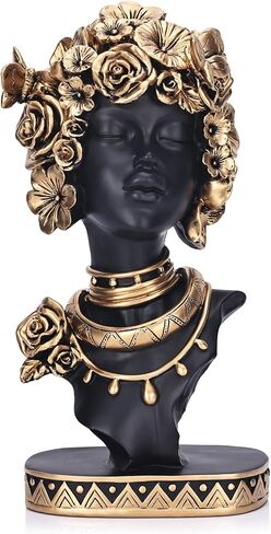 African American Woman Bust Statue, Vintage African Figurines and Sculptures, Elegant Art Decor for Home and Office, Ornamental Accent for Living Room, Bookshelf – Perfect Housewarming Gift in Kuwait