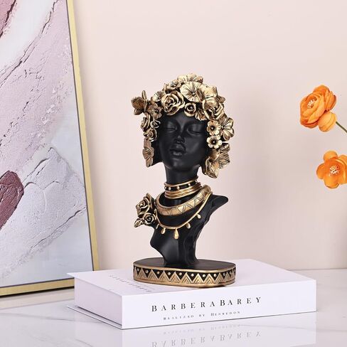 African American Woman Bust Statue, Vintage African Figurines and Sculptures, Elegant Art Decor for Home and Office, Ornamental Accent for Living Room, Bookshelf – Perfect Housewarming Gift in Kuwait