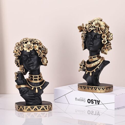 African American Woman Bust Statue, Vintage African Figurines and Sculptures, Elegant Art Decor for Home and Office, Ornamental Accent for Living Room, Bookshelf – Perfect Housewarming Gift in Kuwait