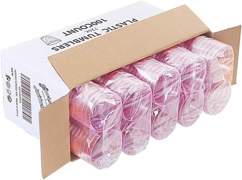 WDF 100pcs 12OZ Rose Gold Cups,Disposable Rose Gold Glitter Plastic Cups-Premium Wedding Pink Cups-Party Cups Perfect in Saudi Arabia