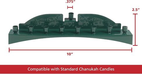 Ner Mitzvah Green Candle Menorah - Fits all Standard Chanukah Candles - Classic Wall Design in Saudi Arabia