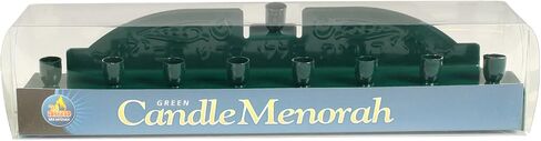 Ner Mitzvah Green Candle Menorah - Fits all Standard Chanukah Candles - Classic Wall Design in Saudi Arabia