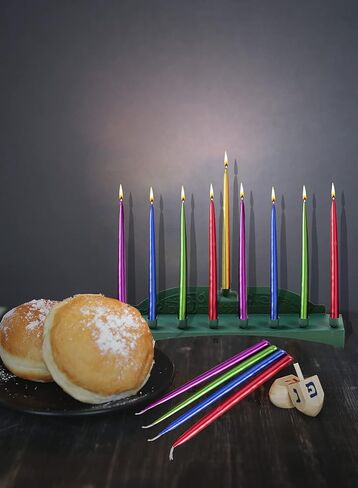 Ner Mitzvah Green Candle Menorah - Fits all Standard Chanukah Candles - Classic Wall Design in Saudi Arabia
