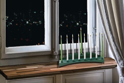 Ner Mitzvah Green Candle Menorah - Fits all Standard Chanukah Candles - Classic Wall Design in Saudi Arabia