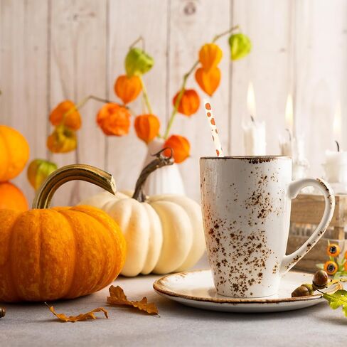 Whaline 200Pcs Fall Paper Straws Watercolor Pumpkin Disposable Straws Orange White Pumpkin Drinking Straws Autumn Decorative Straws for Fall Harvest Thanksgiving Party Beverages Cocktail Supplies in Saudi Arabia