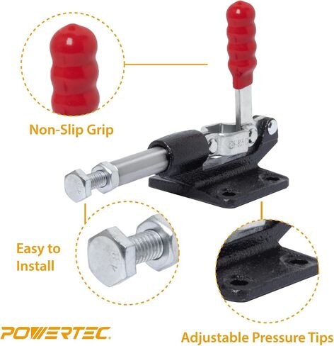 POWERTEC 1PK Toggle Clamp, 500lbs Holding Capacity, 305CM Quick Release Push Pull Clamp for Woodworking Jigs and Fixtures, Pocket Hole Jigs, Welding, CNC (20318) in Saudi Arabia