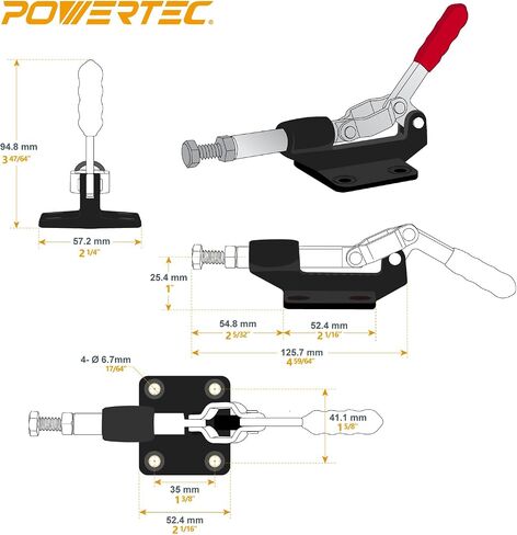 POWERTEC 1PK Toggle Clamp, 500lbs Holding Capacity, 305CM Quick Release Push Pull Clamp for Woodworking Jigs and Fixtures, Pocket Hole Jigs, Welding, CNC (20318) in Saudi Arabia