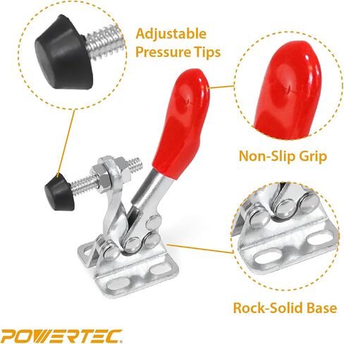 POWERTEC 1PK Toggle Clamp, 500lbs Holding Capacity, 305CM Quick Release Push Pull Clamp for Woodworking Jigs and Fixtures, Pocket Hole Jigs, Welding, CNC (20318) in Saudi Arabia